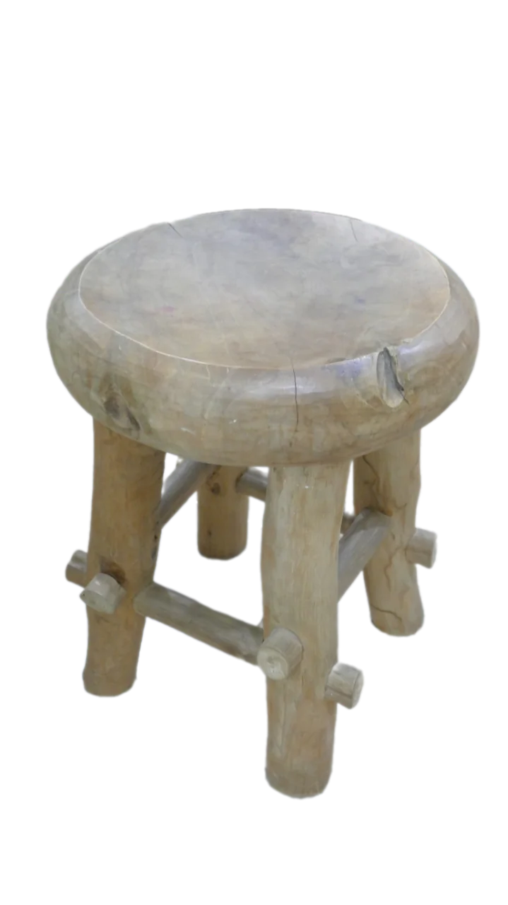 Product image 1 of the product “Round stool with 4 feets made of teak root, about 36cm diameter and 45cm height ”